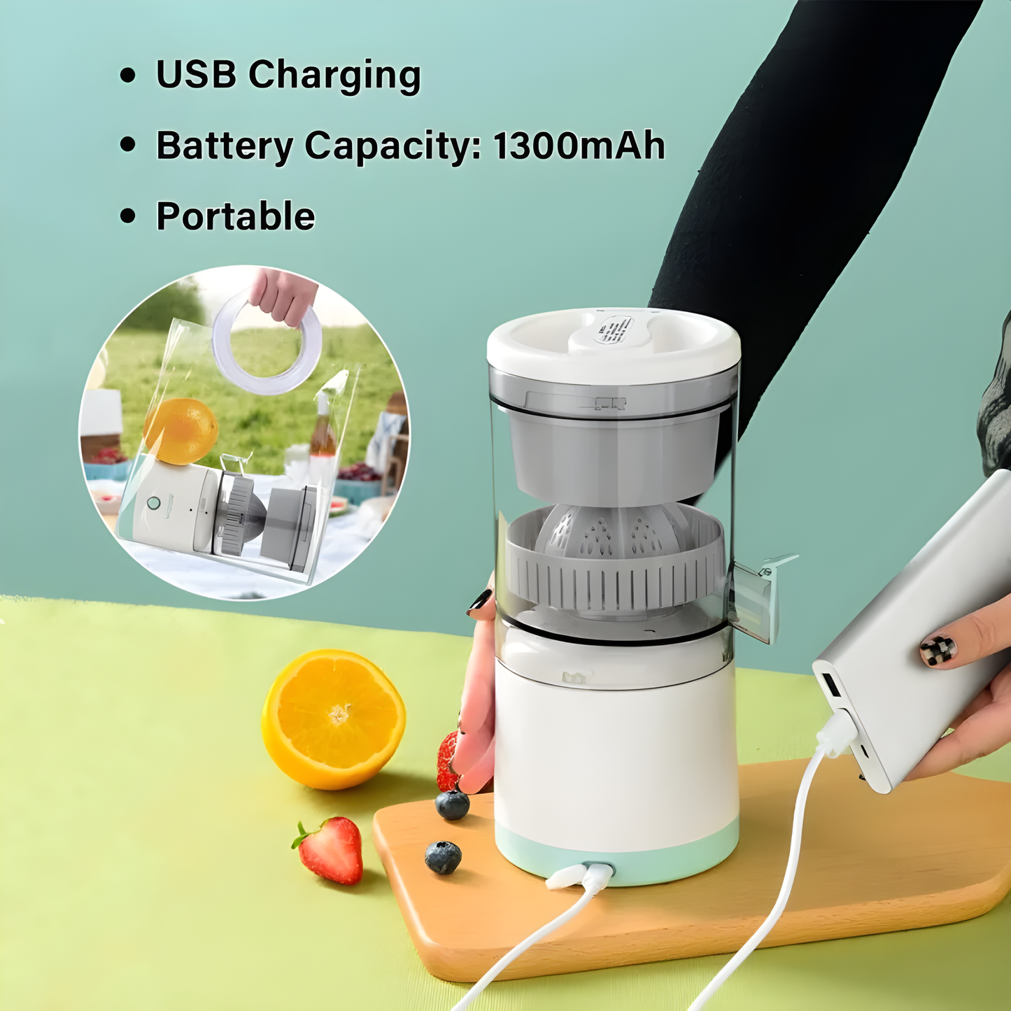 SuperJuicer – Electric Mosambi & Orange Juicer (Portable, Powerful 45W)