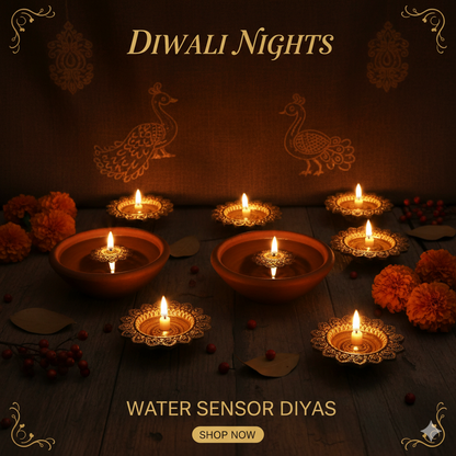 DiyaGlow™ Sensor LED Diyas – Water-Activated Ambient Lights